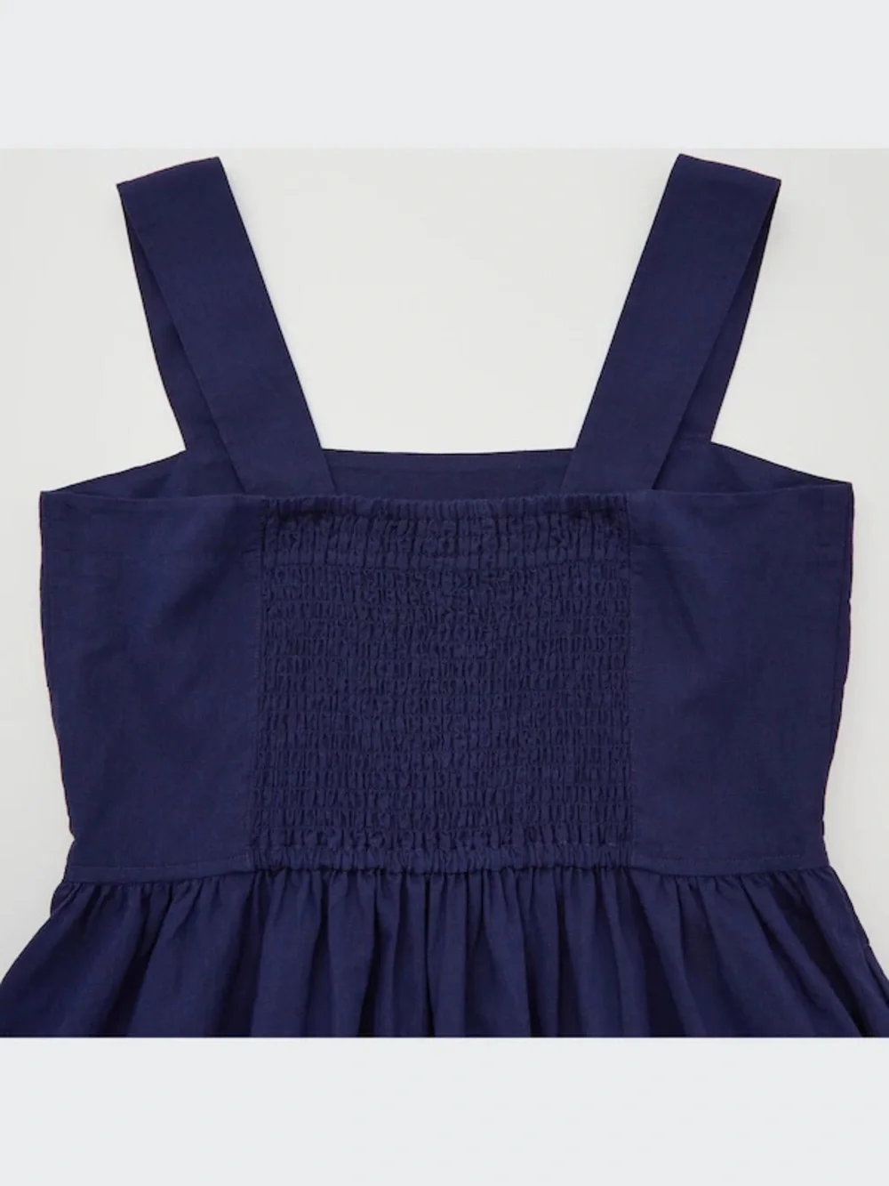 Uniqlo Navy Blue Linen Blend Shirring Sleeveless Midi Dress Medium VGUC - Picture 8 of 9